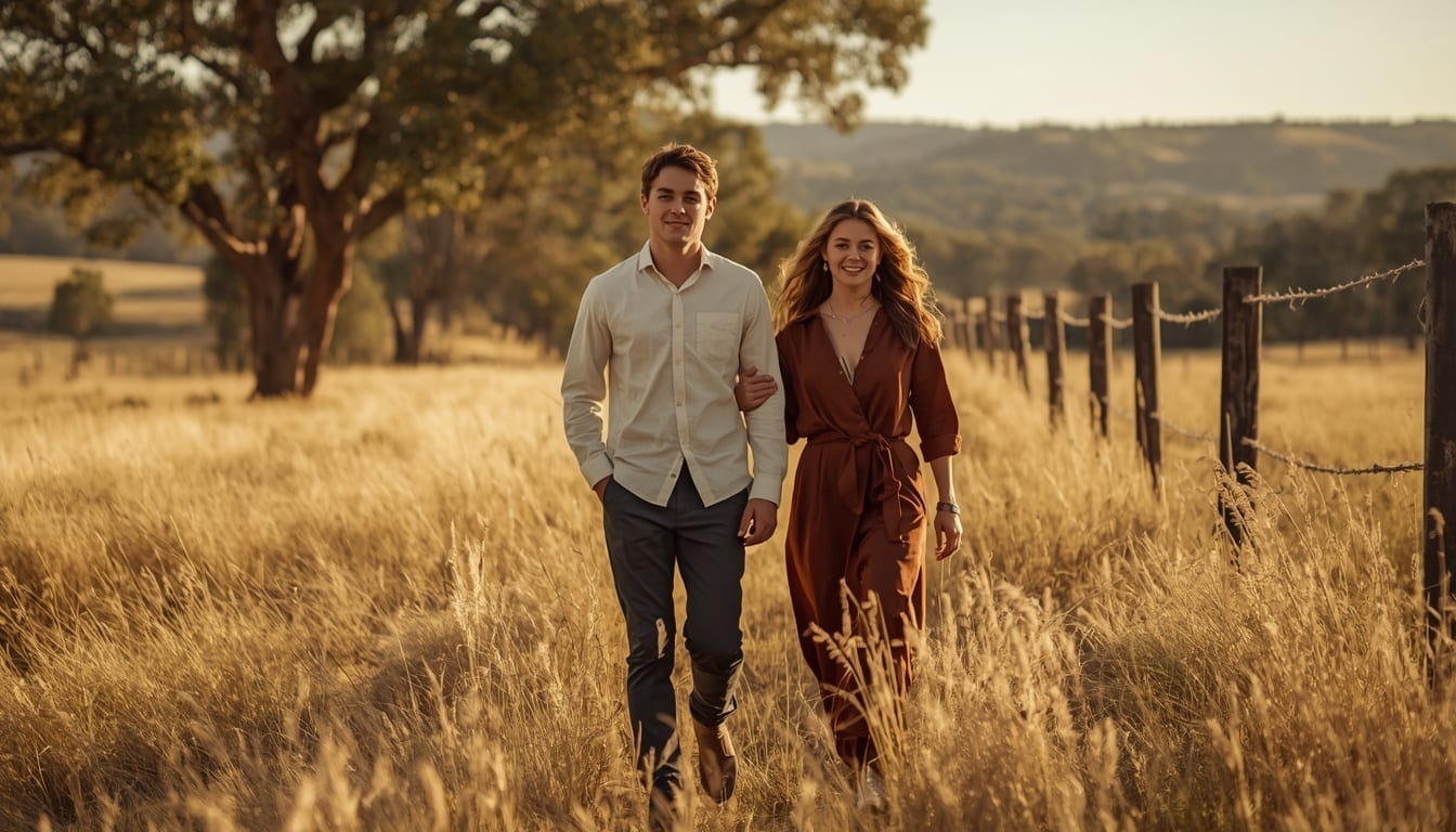 Australian Red Dirt Road and Sunset